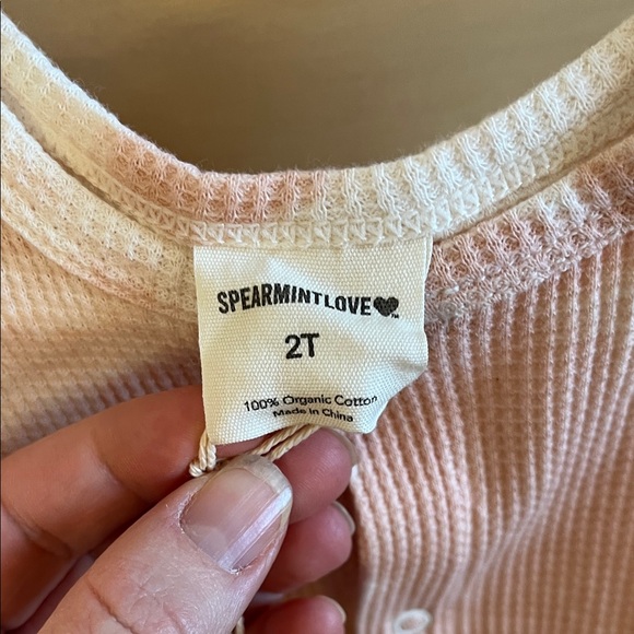 Spearmint Love Pink and Cream Romper - Picture 2 of 3